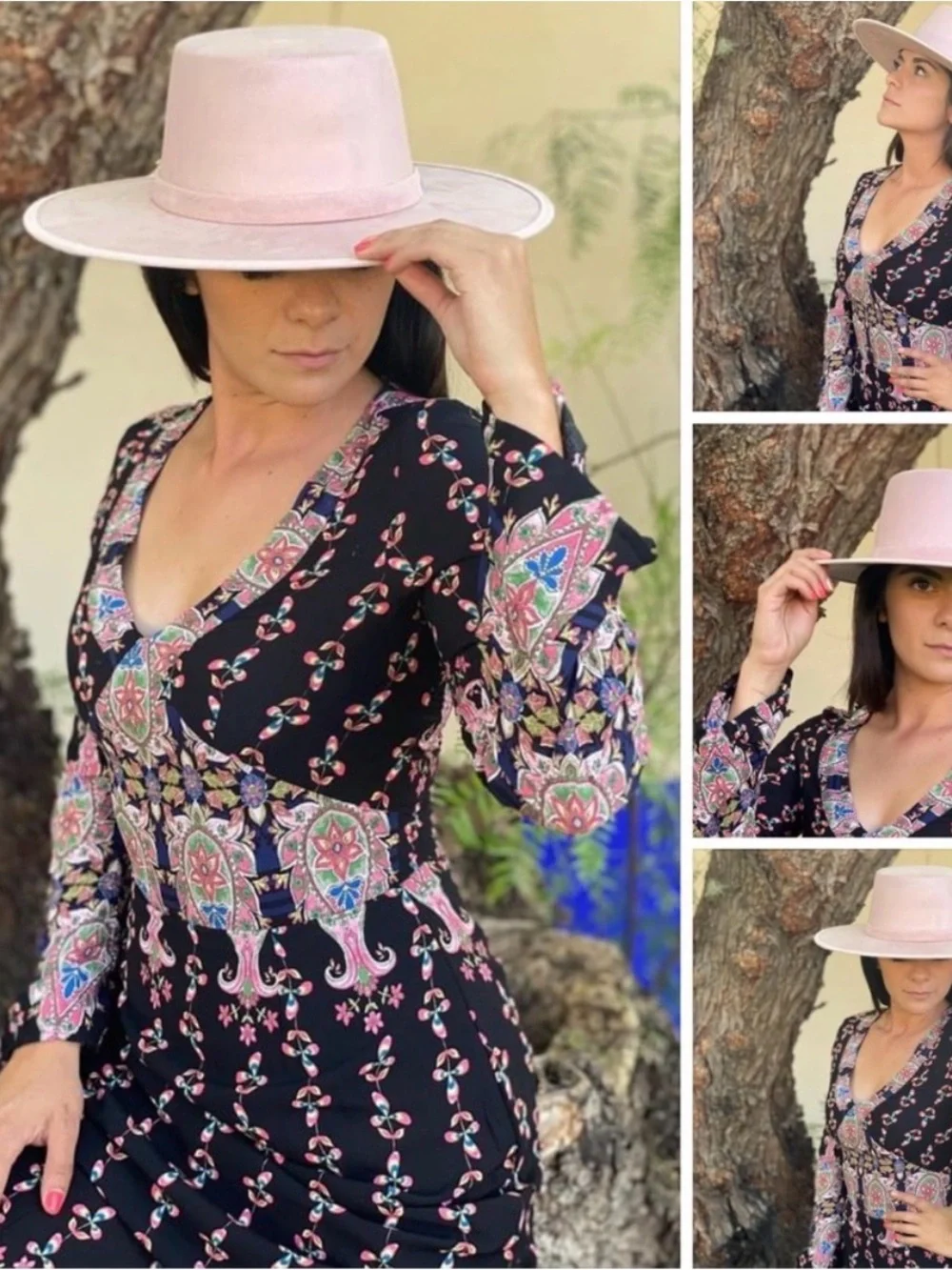 Suede Wide Brim Hat Dusty Rose Pink